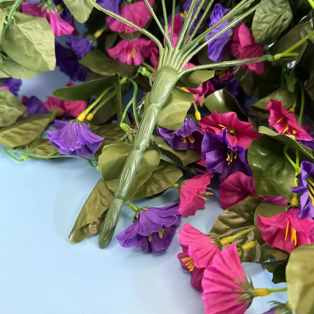 Artificial Flowers for Outdoors UV Resistant Fake Hanging Plants Purple & Fushia